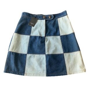 FRNCH Blue A-Line Mini Skirt